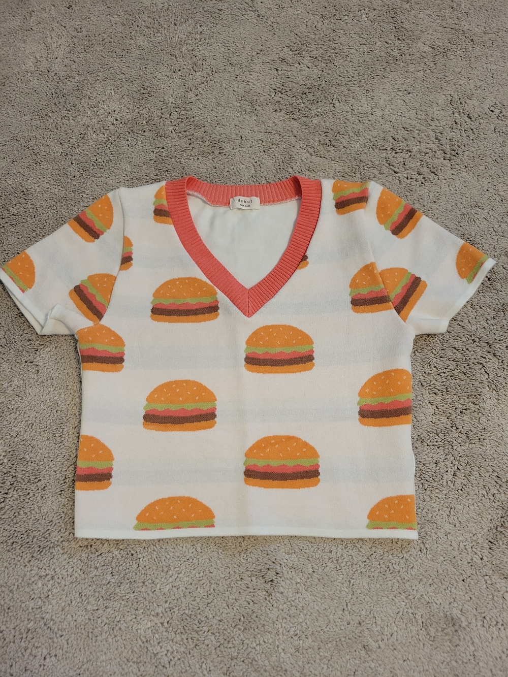 Debut Burger Print Crop Tshirt Size M/L